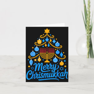 Fröhliche Chrismukkah-Feiertage Hanukkah-Familien- Karte