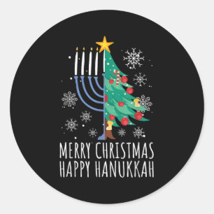 Fröhliche Chrismukkah Frohe Weihnachten Chanukka Runder Aufkleber