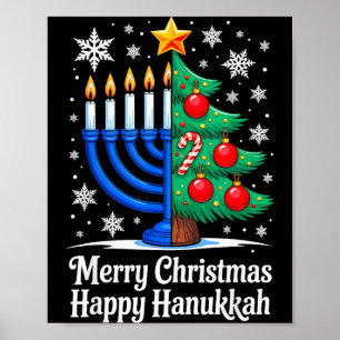 Fröhliche Chrismukkah Frohe Weihnachten Chanukka Ü Poster