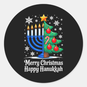 Fröhliche Chrismukkah Frohe Weihnachten Chanukka Ü Runder Aufkleber