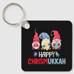 Fröhliche Chrismukkah Gnome Chanukka Frohe Weihnac Schlüsselanhänger