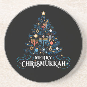 Fröhliche Chrismukkah jüdische Feiertage Chanukka Getränkeuntersetzer