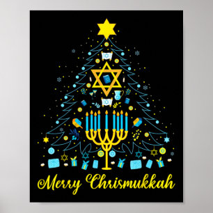 Fröhliche Chrismukkah Menora Weihnachtsbaum Chanuk Poster