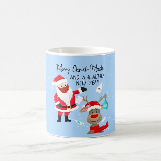 Fröhliche Christ-Maske und eine gesunde Neujahrska Kaffeetasse (Mittel)