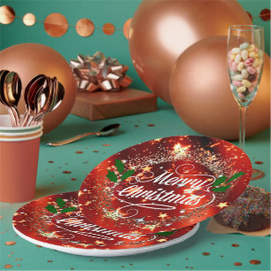Fröhliche Christmans, Glitzer und Glanz, Pappteller