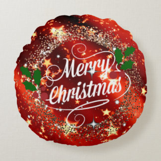 Fröhliche Christmans, Glitzer und Glanz, Rundes Kissen