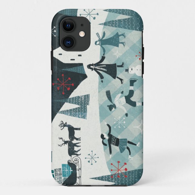 Fröhliche Christmastime Skaten-Szene Case-Mate iPhone Hülle (Rückseite)