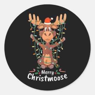 Fröhliche Christmoose Weihnachten Elch Xmas Baumli Runder Aufkleber