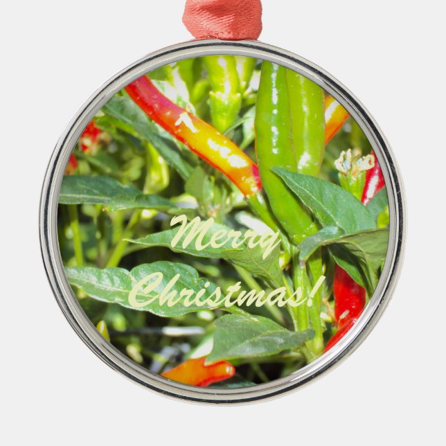 Fröhliche Chritmas Chili-Pfeffer-Verzierung Ornament Aus Metall (Vorne)