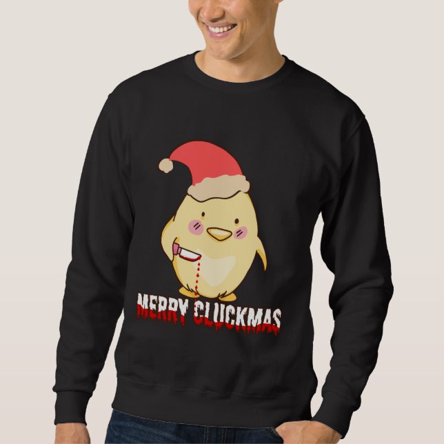 Fröhliche Cluckmas, lustiges Weihnachtsgebäck Sweatshirt (Vorderseite)