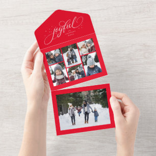 Fröhliche Collage elegante rote Weihnachtsfeier All In One Einladung