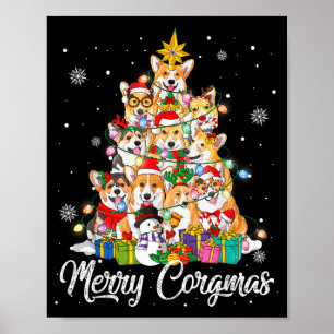 Fröhliche Corgmas Corgi Weihnachtsbaum Lichterfee Poster