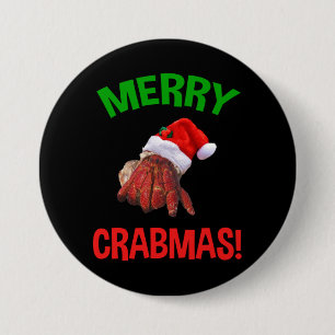 Fröhliche Crabmas! Funny Christmas Hermit Crab Lov Button