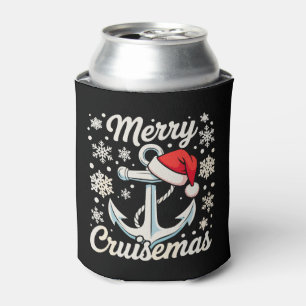 Fröhliche Cruisemas-Anker-Santa-Hut-Weihnachtskreu Dosenkühler