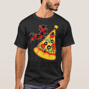 Fröhliche Crustmas Pizza  Feiertags-Katzen-Pizza W T-Shirt