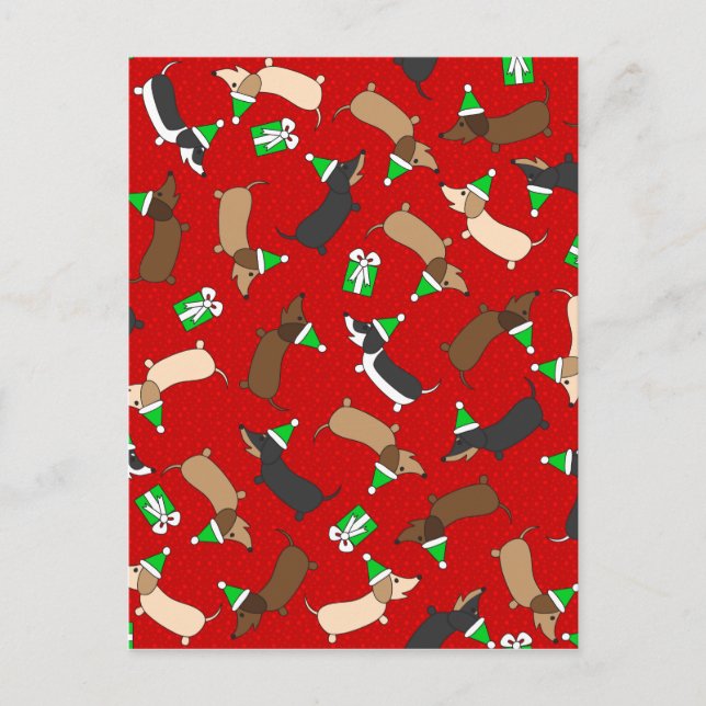 Fröhliche Dackeln Feiertagspostkarte (Vorderseite)