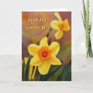 Fröhliche Daffodil Blume Art Geburtstagskarte Karte