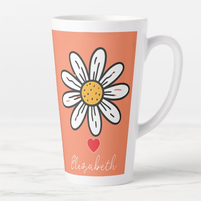 Fröhliche Daisy Illustration Niedlich Retro Kaffee Milchtasse (Rechts)