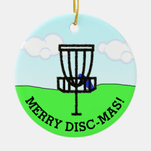 Fröhliche Disc-Mas lustige Disc Golf Weihnachten Keramik Ornament