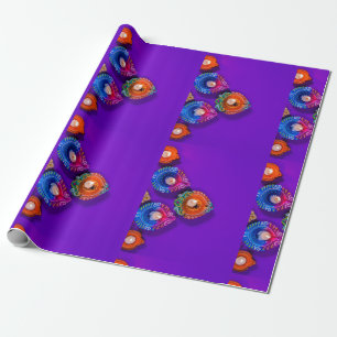 fröhliche Diwali farbenfrohe lila und andere Farbe Geschenkpapier
