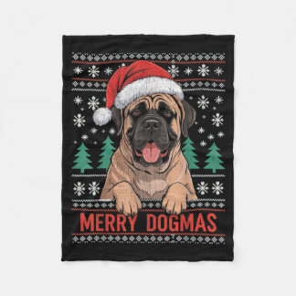 Fröhliche Dogmen Lustiger Hund Weihnachtsmann Hut  Fleecedecke