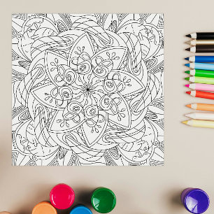 Fröhliche Doodles: Süße Blumen-Malvorlage für Kind Poster