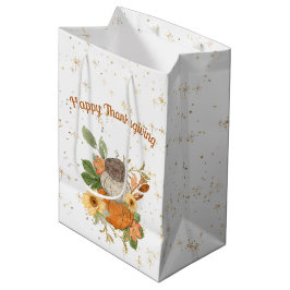 Fröhliche Erntedankaktion Herbstpumpen und Blume Mittlere Geschenktüte