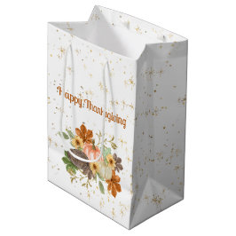 Fröhliche Erntedankaktion Herbstpumpen und Blume Mittlere Geschenktüte
