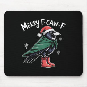 Fröhliche F-krähe Weihnacht, Schwarzer Vogel Weihn Mousepad