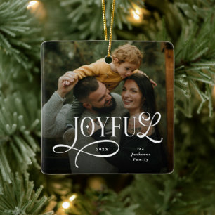 Fröhliche Familie 2 Foto Weihnachten  Keramikornament