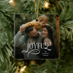 Fröhliche Familie 2 Foto Weihnachten Keramikornament