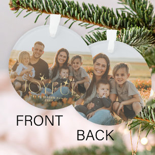 Fröhliche Familie zwei Fotos doppelseitige Weihnac Ornament