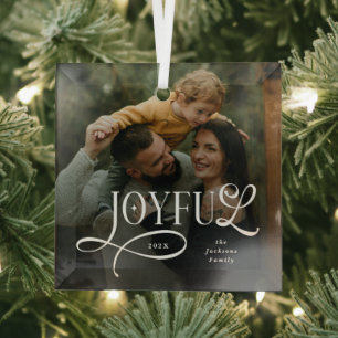 Fröhliche Familien-Foto-Weihnachten  Ornament Aus Glas