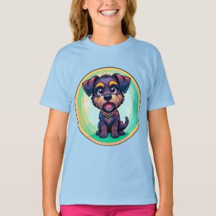 Fröhliche farbenfrohe Cartoon-Illustration eines H T-Shirt