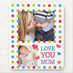 fröhliche, farbenfrohe Dots Custom Foto Liebe Mam Mousepad