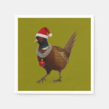 Fröhliche Fasanen-Weihnachtspapierparty Servietten