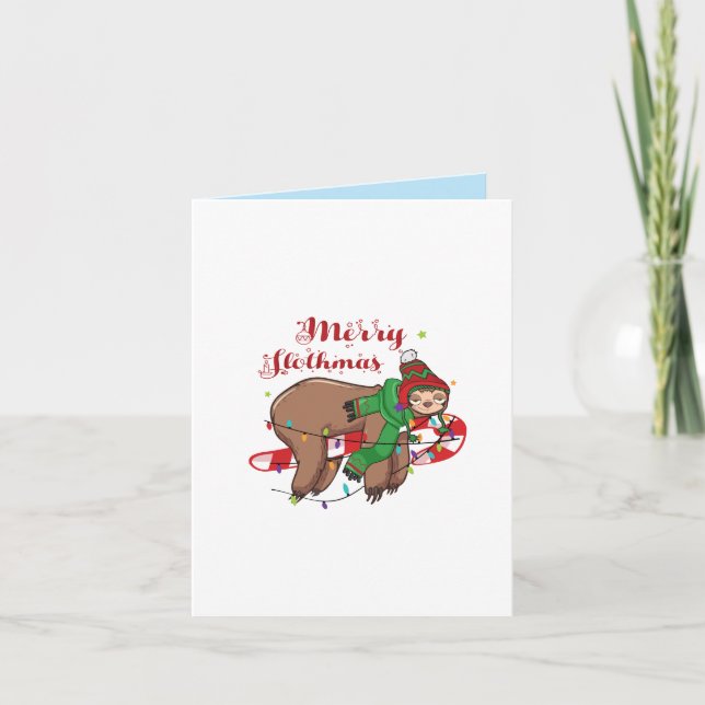Fröhliche Faultier-Weihnachten Karte (Vorderseite)