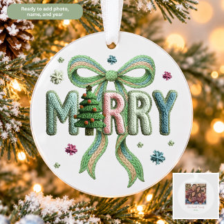 Fröhliche Faux Stickerei Weihnachten Ornament