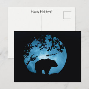 Fröhliche Feiertage Bär und Santa Postkarte