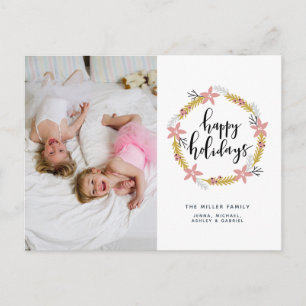 Fröhliche Feiertage Rosa Kranz Weihnachtsfotokar Feiertagspostkarte