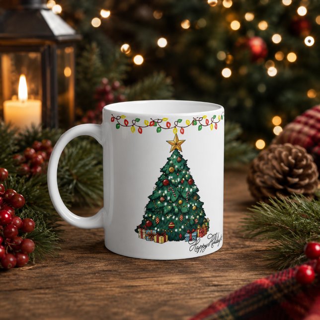 Fröhliche Feiertage Weihnachtsbaum Kaffeetasse (Von Creator hochgeladen)