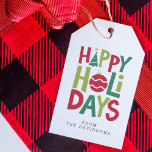 Fröhliche Ferien Spaß farbenfrohe Weihnachten Geschenkanhänger<br><div class="desc">Versenden Sie fröhliche und helle Urlaubswünsche mit diesem farbenfrohen Tag mit lustigen Illustrationen als Teil des Wortes "Happy Ferien". Dieses personalisierte Weihnachtsgeschenk-Tag hat helle Pop von Rot und Grün und passt sich perfekt mit der Lea Delaveris Design Kollektion von Feriengeschenkverpackungen,  Karten und vielem mehr an.</div>