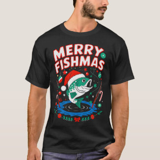 Fröhliche Fisch-Weihnachten Angeln T-Shirt
