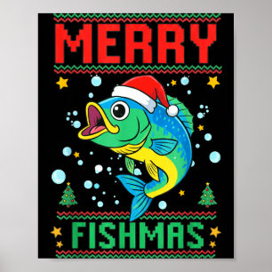 Fröhliche Fisch-Weihnachten B Fisch Angel Weihnach Poster