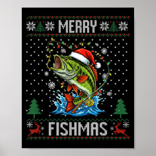 Fröhliche Fisch-Weihnachten B Fisch Angeln Weihnac Poster