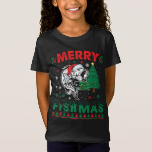 Fröhliche Fisch-Weihnachten Fisch Angel Vater Fisc T-Shirt