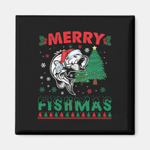 Fröhliche Fisch-Weihnachten Fisch-Angeln Vater Fis Magnet