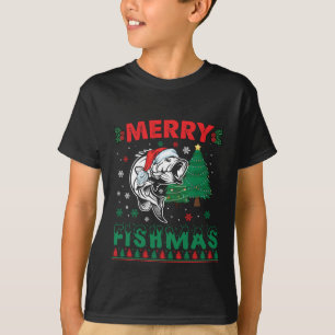 Fröhliche Fisch-Weihnachten Fisch-Angeln Vater Fis T-Shirt