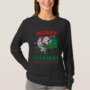 Fröhliche Fisch-Weihnachten Fisch-Angeln Vater Fis T-Shirt
