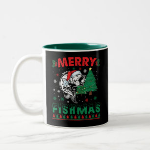 Fröhliche Fisch-Weihnachten Fisch-Angeln Vater Fis Zweifarbige Tasse